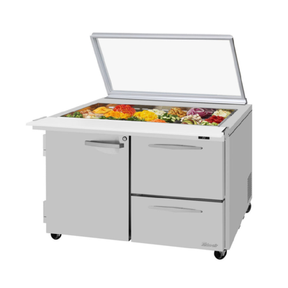 Turbo Air PST-48-18-D2R(L)-N-GL PRO Series Mega Top Sandwich/Salad Prep Table With Glass Lid