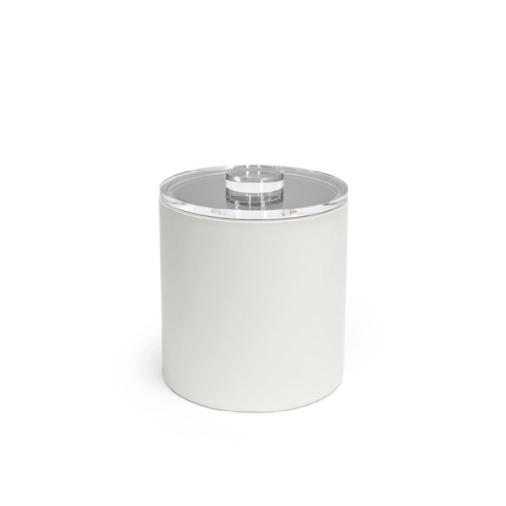FOH RIB020WHL21 3.5qt Round London Ice Bucket White With Acrylic Lid Includes One RIB017WHL21-BTM 3.5qt Round London Ice Bucket Base White