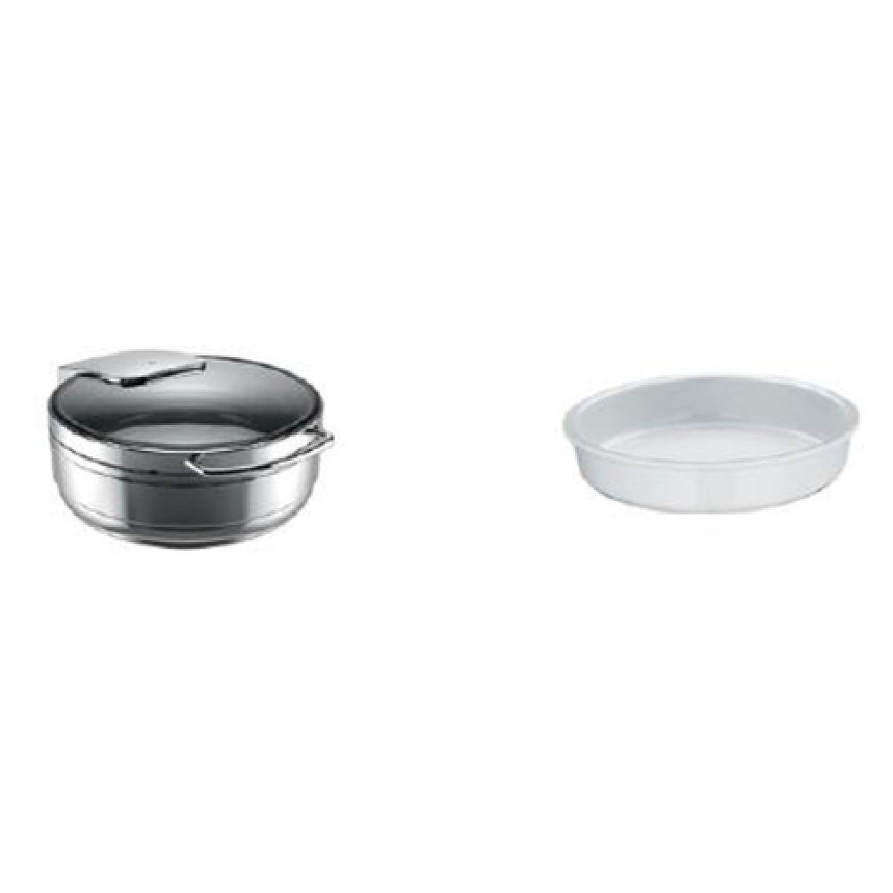 Bauscher Hepp 55.0001.6090 - Chafing Dish Promo Kit, Includes: (1) Round Induction Chafing Dish (55.0001.6040) & (3) 131.3 Oz. Porcelain Inserts (60.3072.9990)