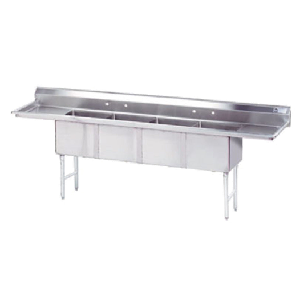 Advance Tabco FC-4-1824-24RLX Special Value Fabricated Sink 4-compartment 24" Right & Left Drainboards
