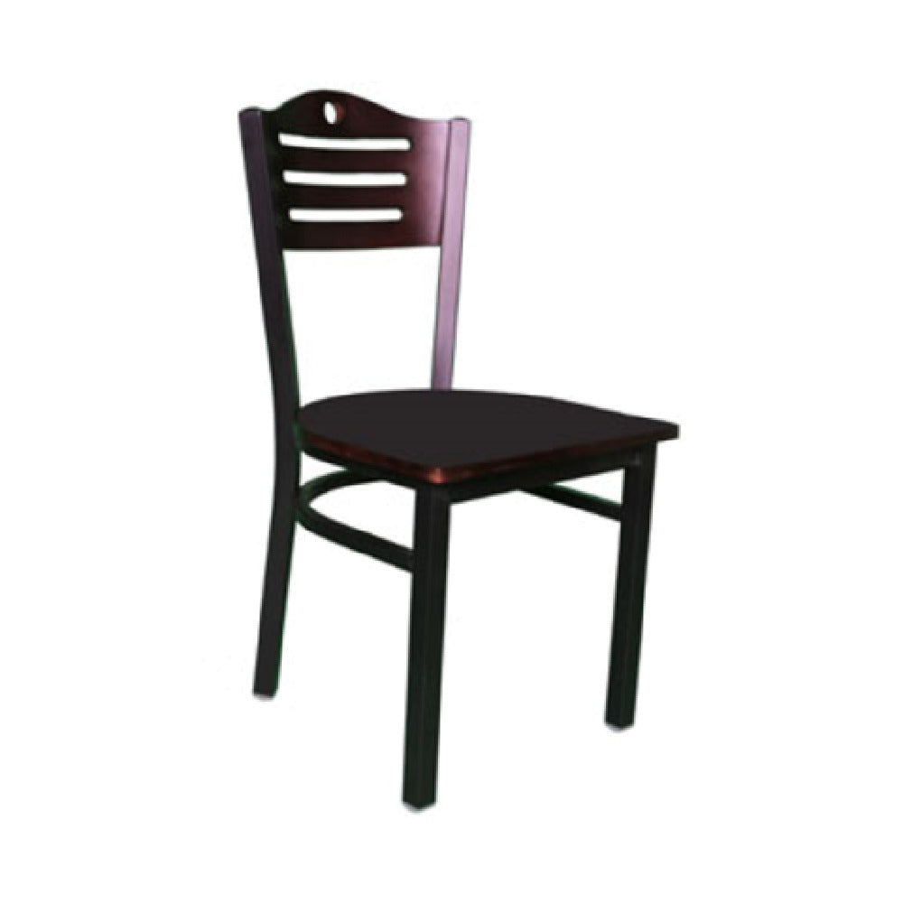Klinger's Trading 707-BW Side Chair Mahogany Wood Seat & Slatted Back With Hole Cutout