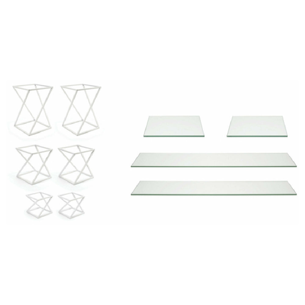 FOH BST035MUM28 Buffet Essentials Twist Clear Glass On White Includes Two BRI005WHI28 Twist Risers Set Of 3 White