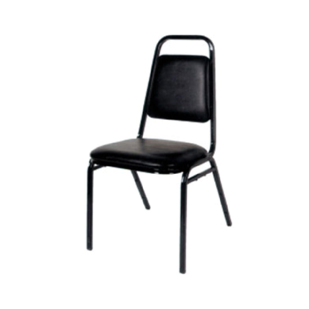 Klinger's Trading BLACK-STACK Stack Chair Tapered Square Back With Hand Hold Black Vinyl Seat