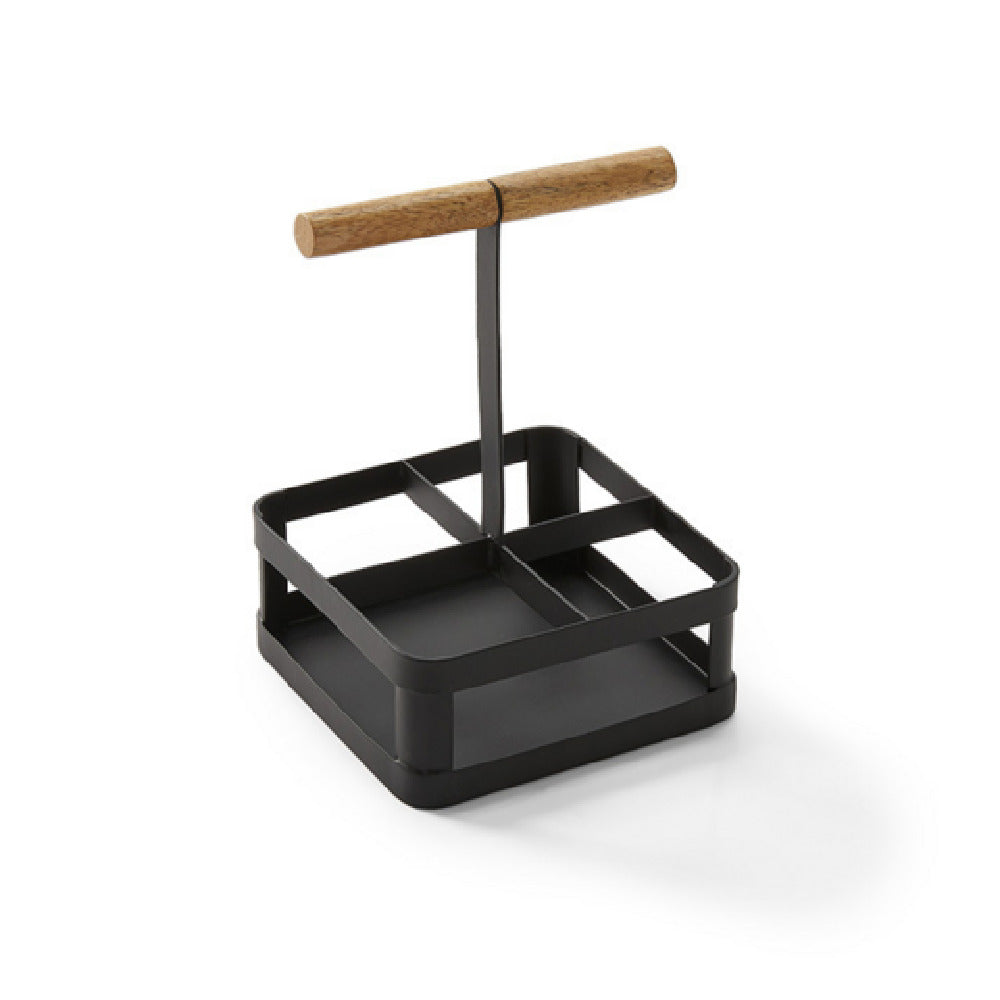 American Metalcraft WHFC6 - Iron & Oar Collection Flight Caddy, 5-3/4" Sq., Black Wood Handle