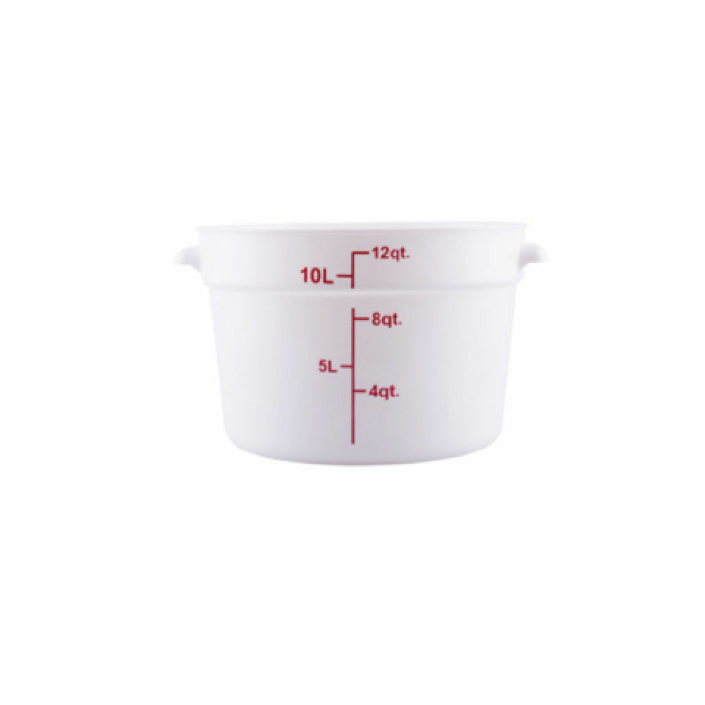 Hubert 29A-056 - Kratos® CenPro Round Food Storage Container, 12 Qt. Capacity, White