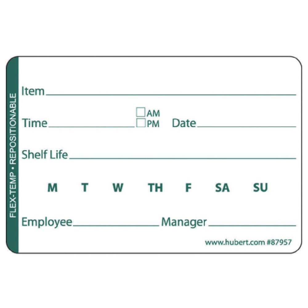 Hubert 87957 - Flex-Temp Shelf Life Label, 3" X 2", Rectangular