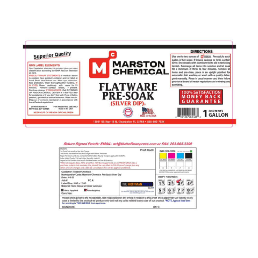 Marston Chemical 108271 Flatware Pre-Soak 1 Gallon Silver Dip