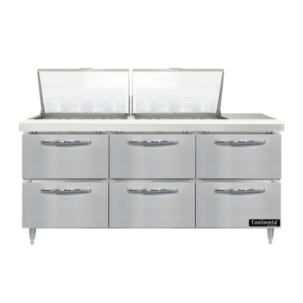 Continental Refrigerator D72N24M-D Designer Line Mighty Top Sandwich Unit 72"W