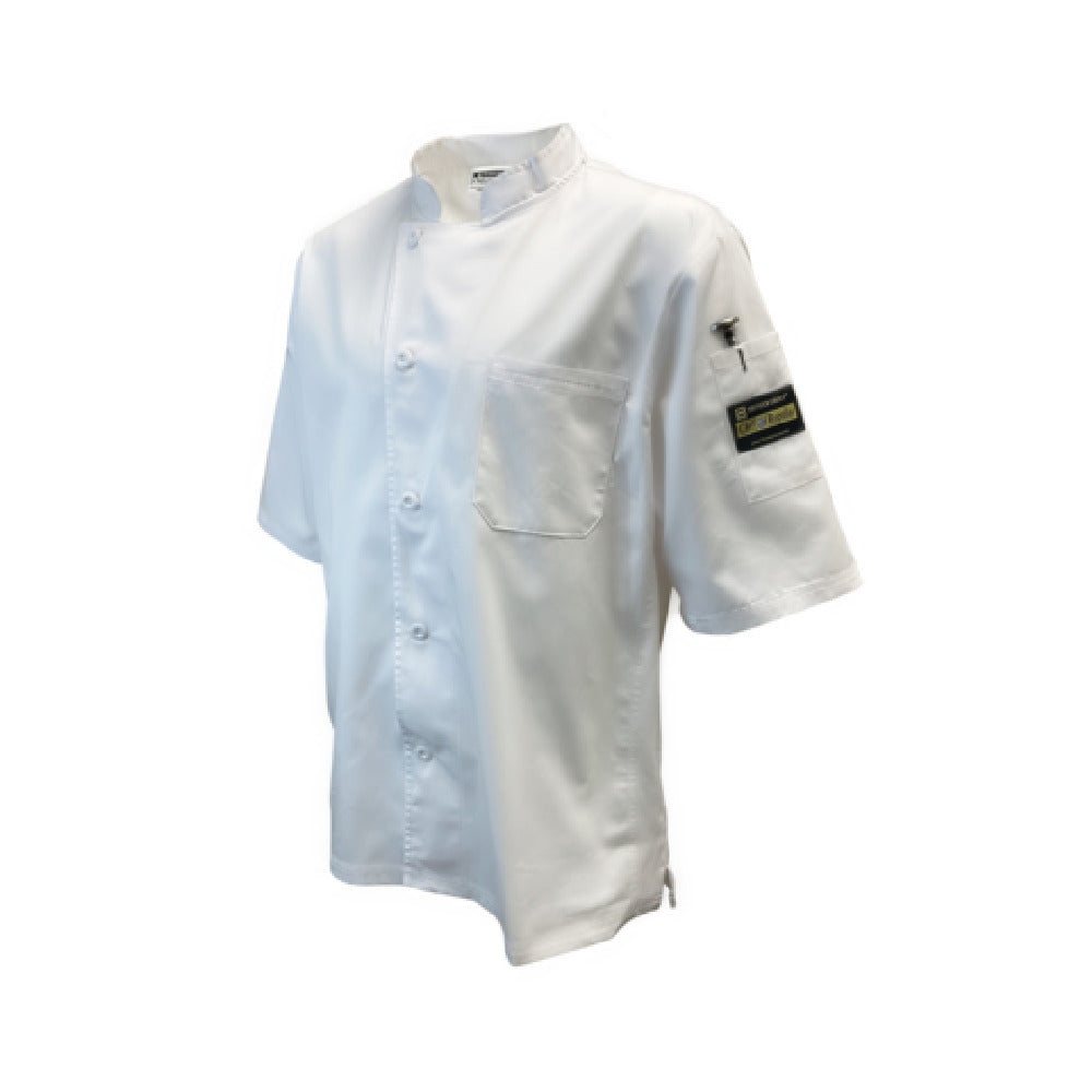 Thunder Group CJ710WHS Chef Regalia Tapered Ventilated Short Sleeve Shirts Small