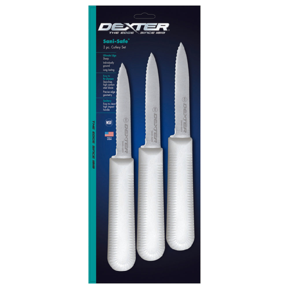 Dexter Russell 15453 Sani-Safe® (S104SC-3PCP) Paring Knife 3-1/4" Scalloped Edge