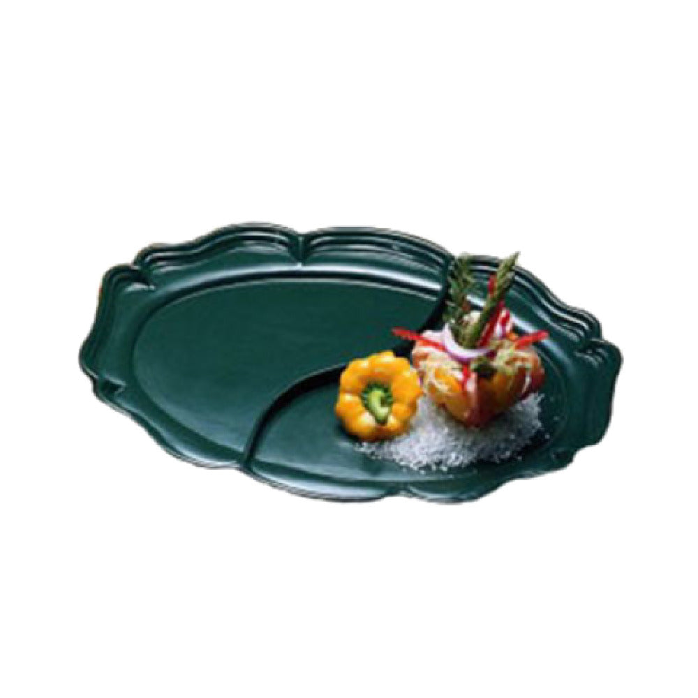 Bon Chef 2028DCARM - Queen Anne Divided Platter, 14-3/4" X 20", Aluminum With Ceramic-look Coating