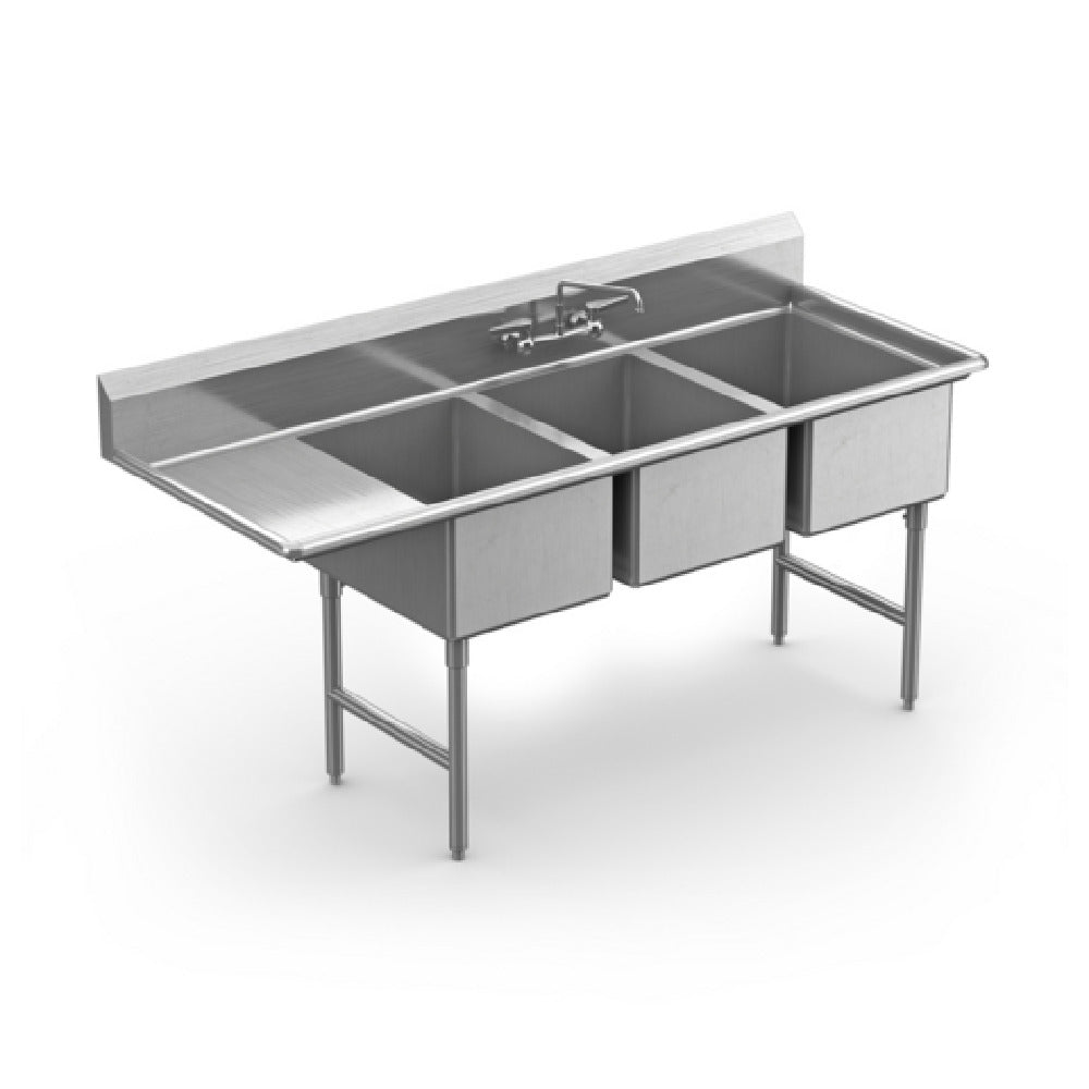 Winholt WS3T1824LD18-14DP-14GA - Sink, Three Compartment, With Left-hand 18" Drainboard
