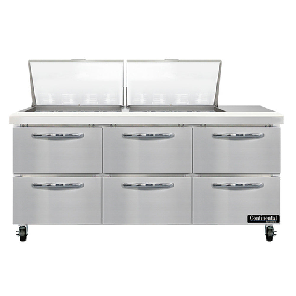 Continental Refrigerator SW72N24M-D Mighty Top Sandwich Unit 72"W 20.6 Cu Ft Capacity