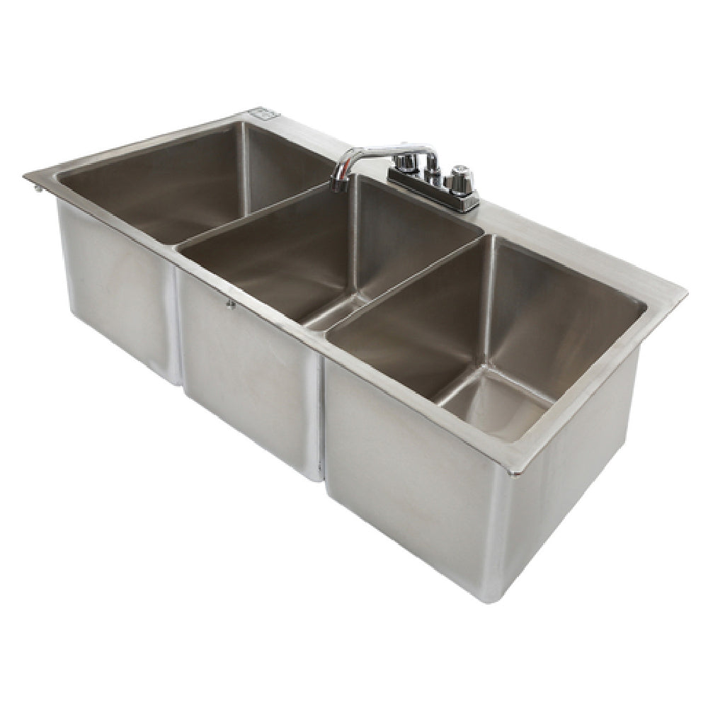 Klinger's Trading DIS3042 Drop-In Sink Three Compartment (3) 10" Wide X 14" Front-to-back X 10" Deep Bowls