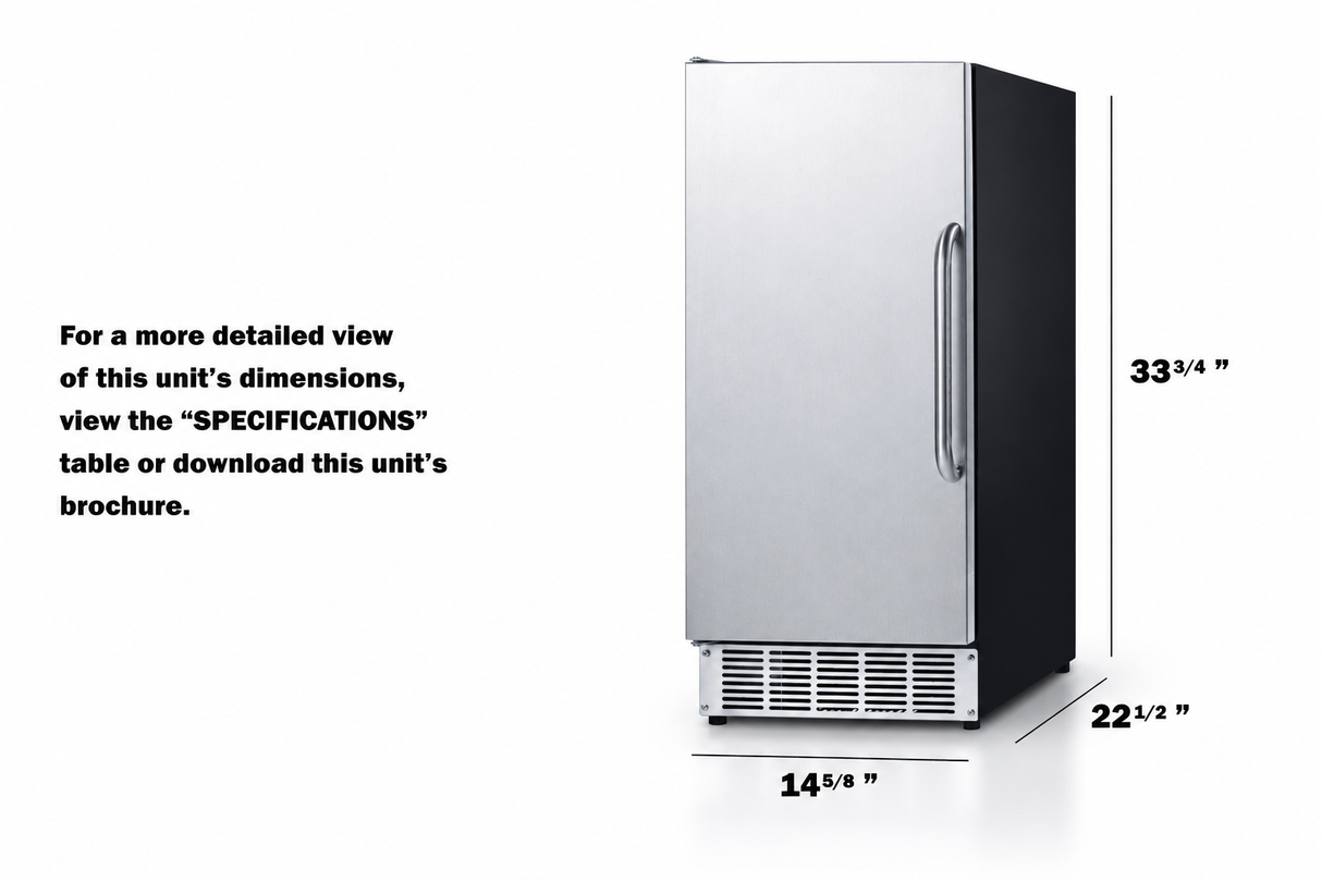 Summit BIM44G Air-cooled Cube-style Built-In 45 lb. Clear Icemaker