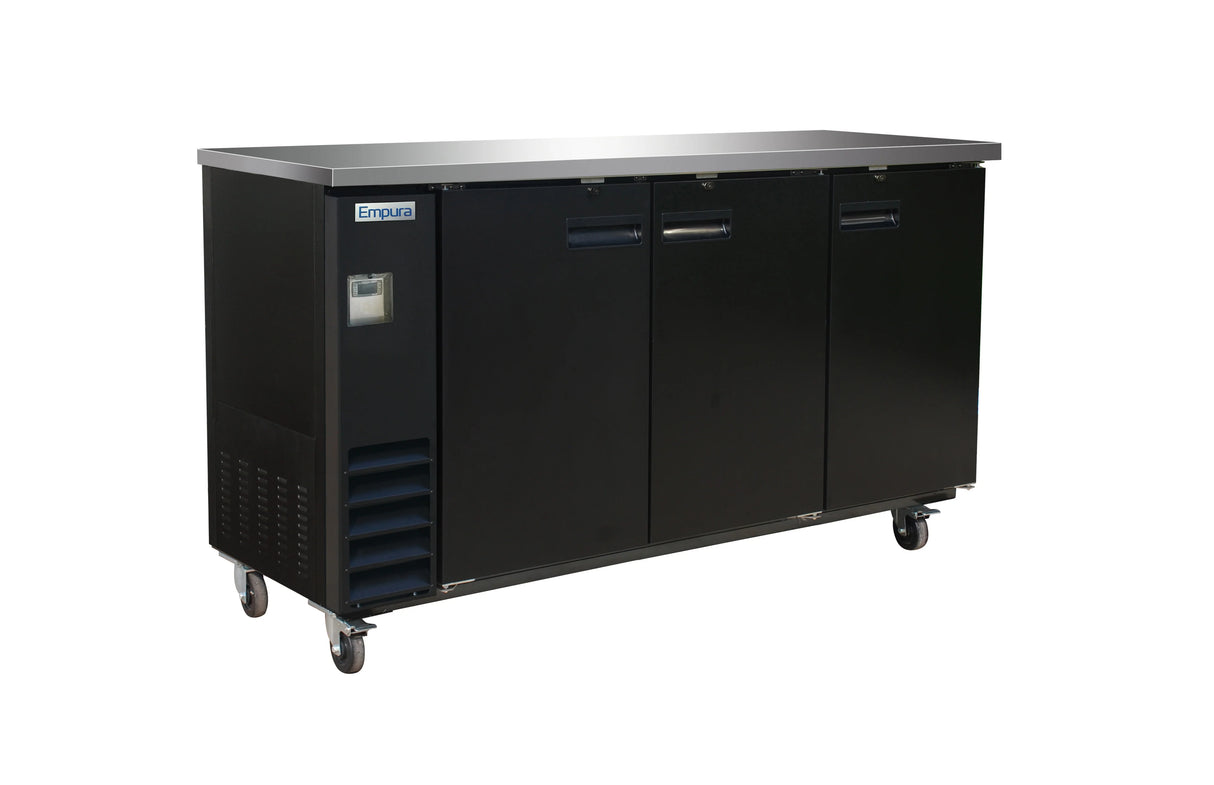 Empura Refrigeration E-KBB70-3-24 Back Bar Cooler 3 Swing Solid Doors 73"W X 24 7/16"D X 41 3/4"H
