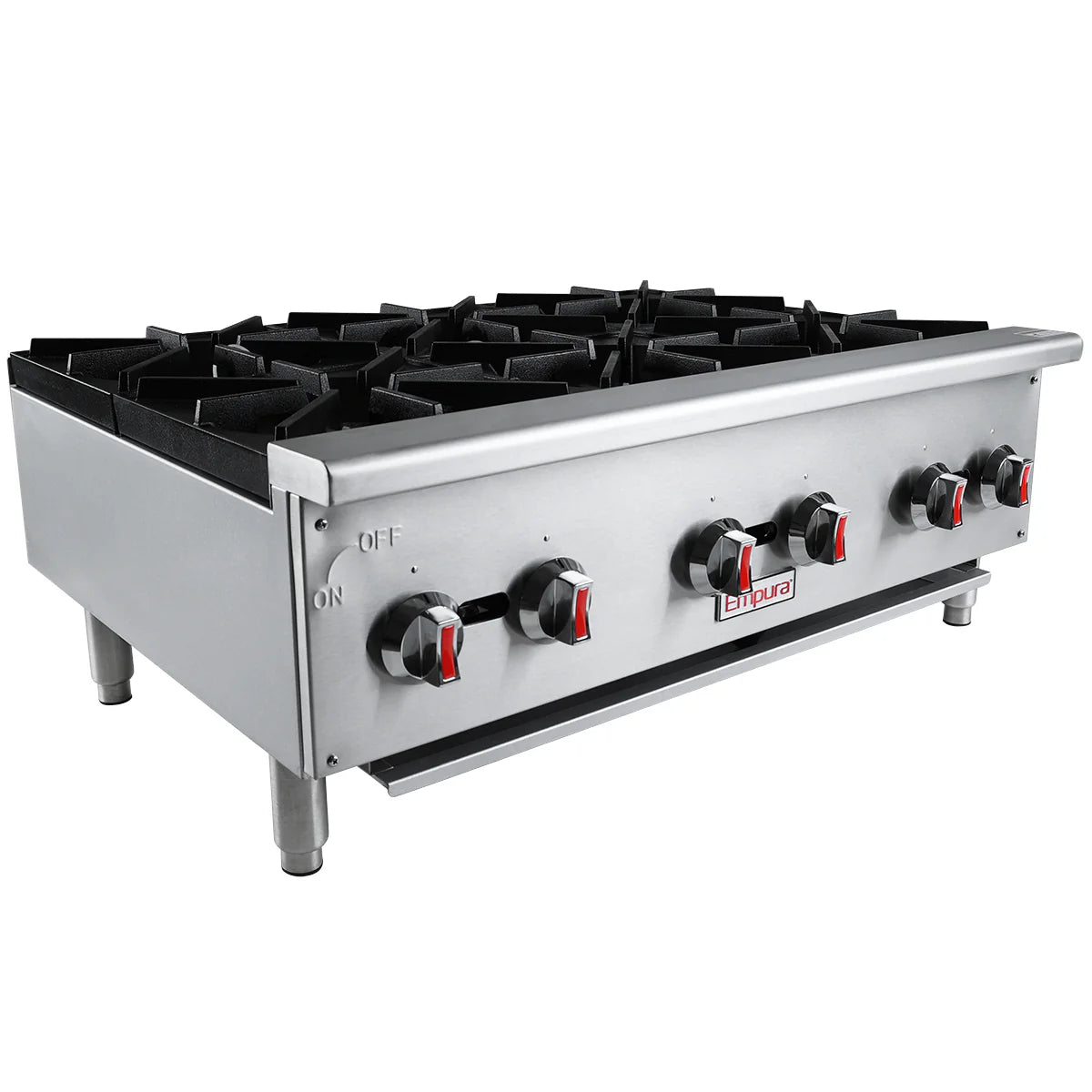 Empura Equipment EHP-6 Standard Duty Gas Hot Plate 35.6"W X 28.5"D X 13.7"H With 12" X 12" Cast Iron Top Grates