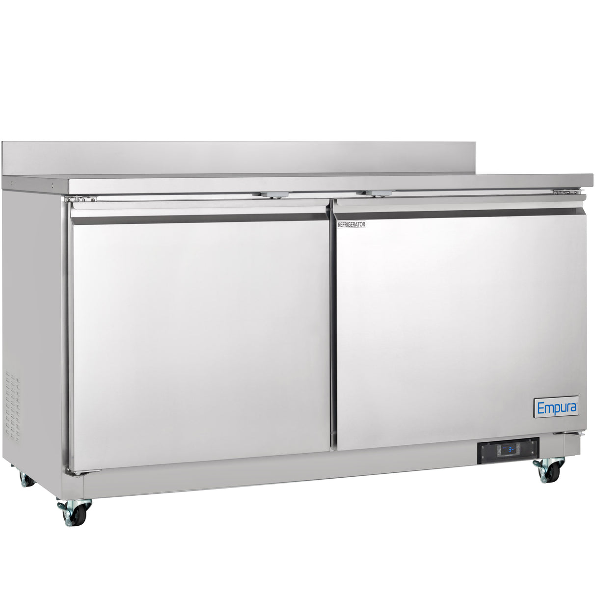 Empura Refrigeration E-KUC60W Undercounter Reach-In Refrigerator Work Top 2 Swing Solid Doors