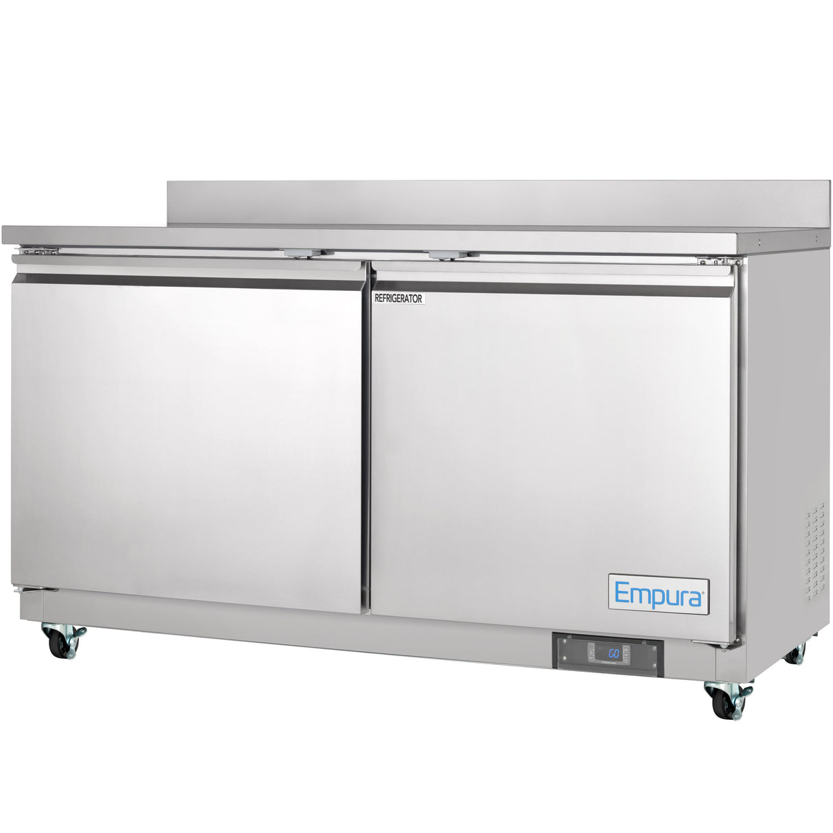 Empura Refrigeration E-KUC60W Undercounter Reach-In Refrigerator Work Top 2 Swing Solid Doors