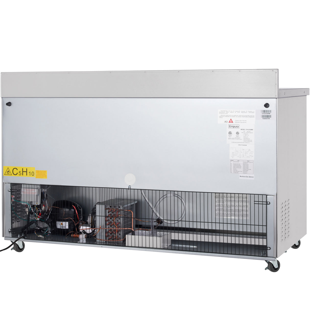Empura Refrigeration E-KUC60W Undercounter Reach-In Refrigerator Work Top 2 Swing Solid Doors