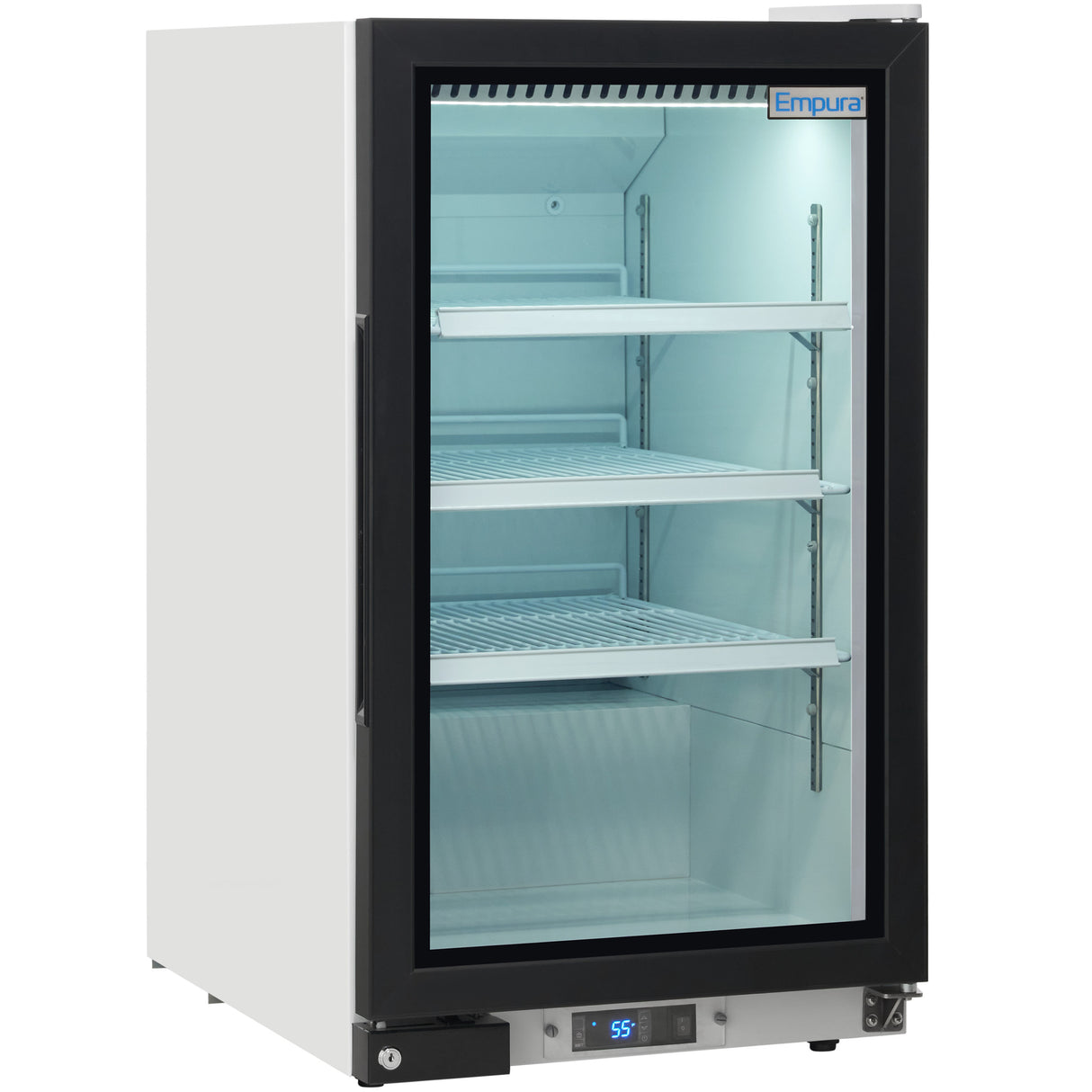 Empura 26" White Swing Glass Door Countertop Merchandiser Refrigerator with ClearKeeper™ Glass, 7 Cu. Ft., LED Lighting, Automatic Defrost