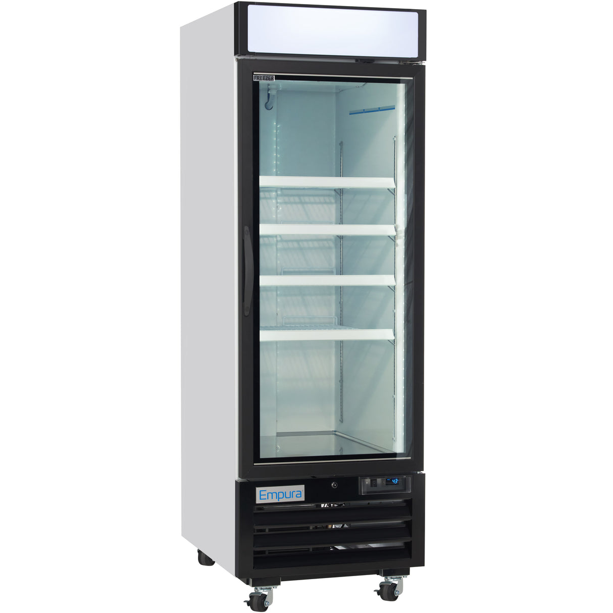 Empura 27" White Swing Glass Door Merchandiser Freezer with ClearKeeper™ Glass, 19.2 Cu. Ft., LED Lighting, 4 Adjustable Shelves