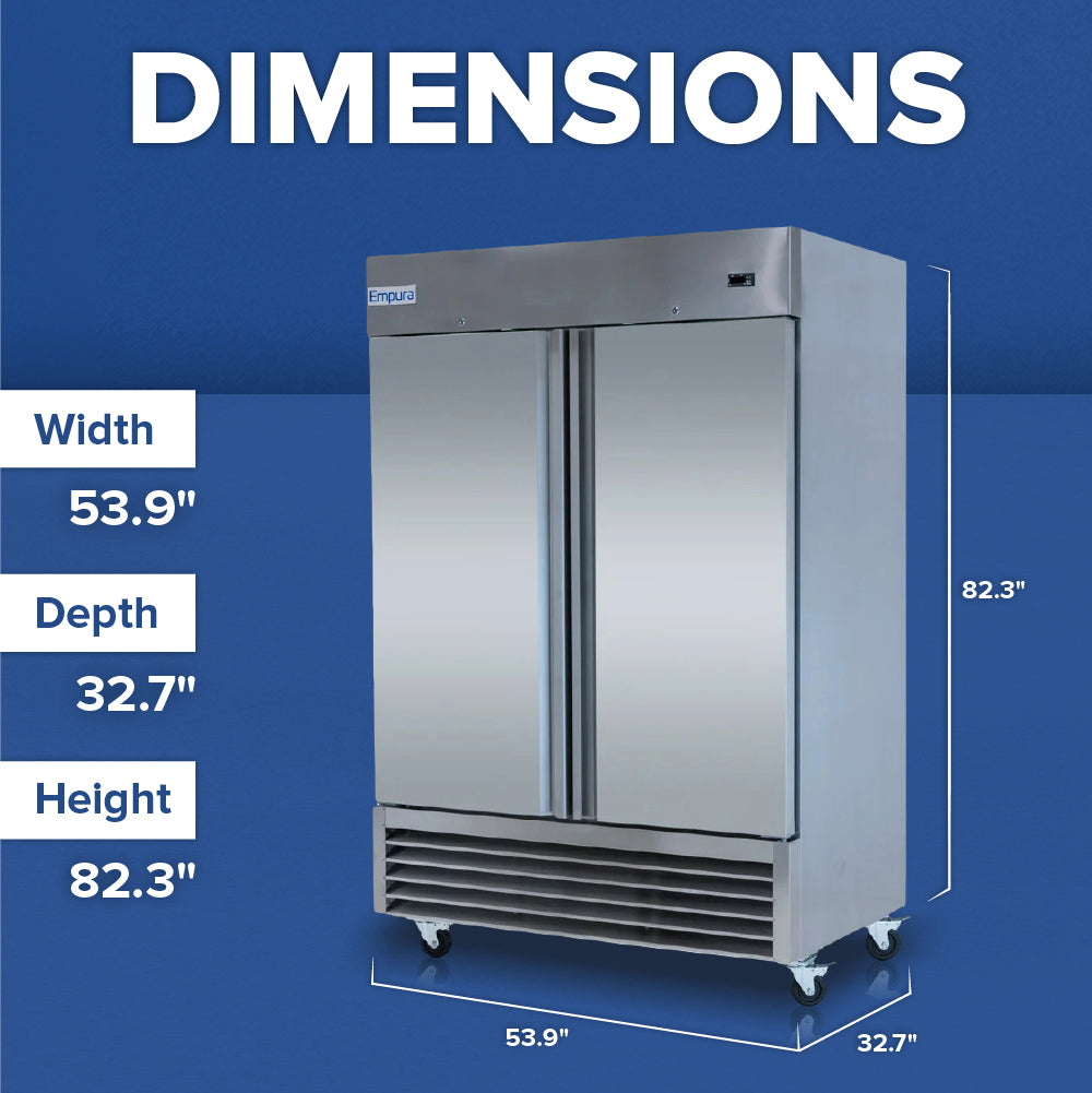 Empura Refrigeration E-KB54F Reach-In Freezer 53.9"W X 32.7"D X 82.3"H 41.6 Cu. Ft. Capacity