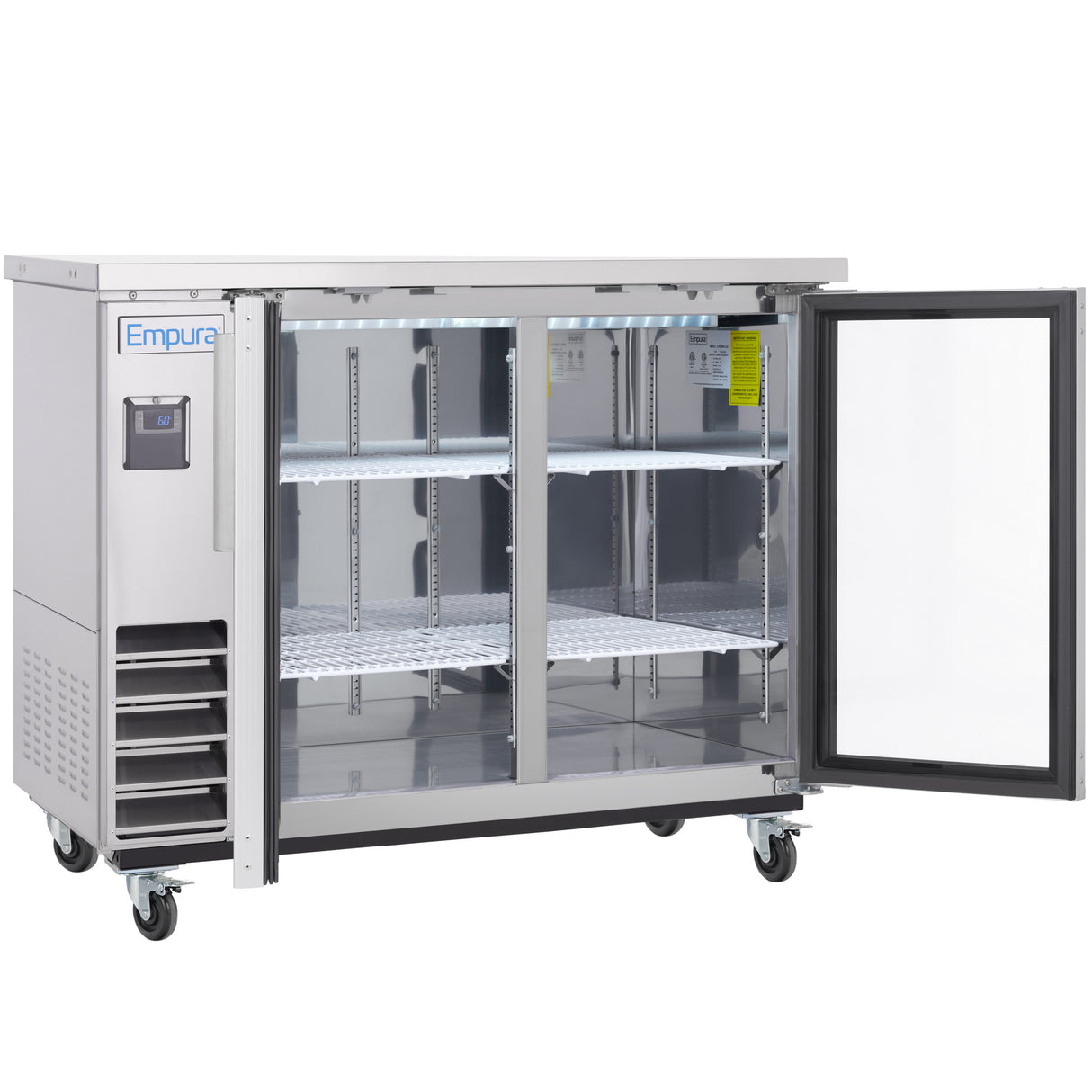 Empura Refrigeration E-KBB48-2G-24-S Back Bar Cooler 49.1"W X 24.4"D X 41.7"H 12.5 Cu. Ft. Capacity