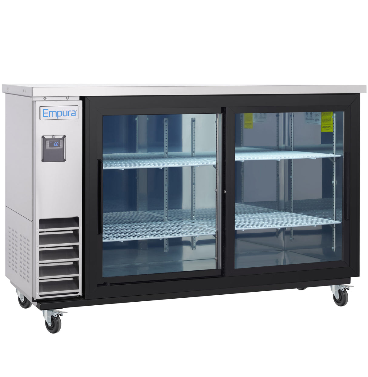 Empura Refrigeration E-KBB60-2G-24SD-S Back Bar Cooler 61.1"W X 24.4"D X 41.7"H 16.6 Cu. Ft. Capacity