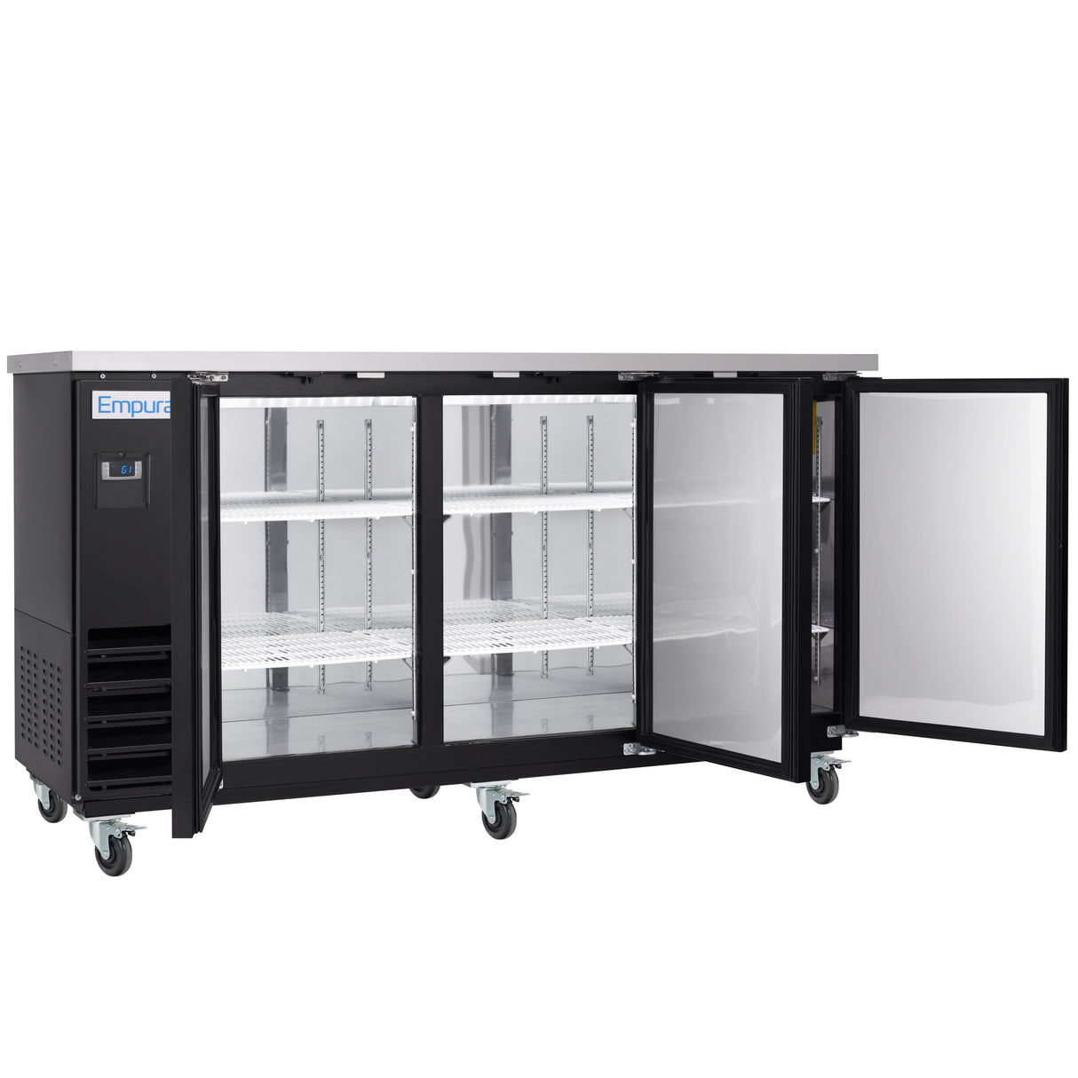 Empura Refrigeration E-KBB70-3-24 Back Bar Cooler 3 Swing Solid Doors 73"W X 24 7/16"D X 41 3/4"H
