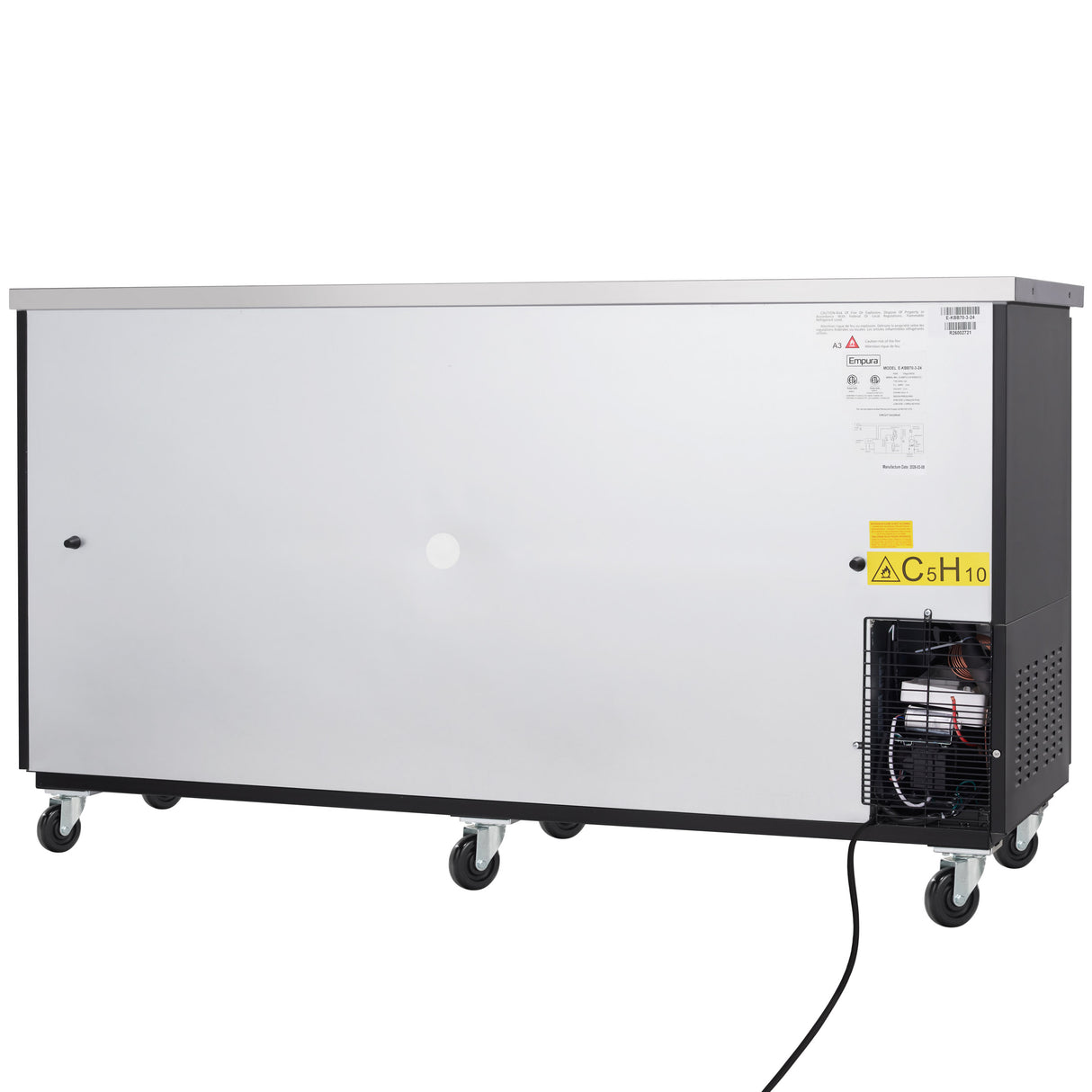 Empura Refrigeration E-KBB70-3-24 Back Bar Cooler 3 Swing Solid Doors 73"W X 24 7/16"D X 41 3/4"H
