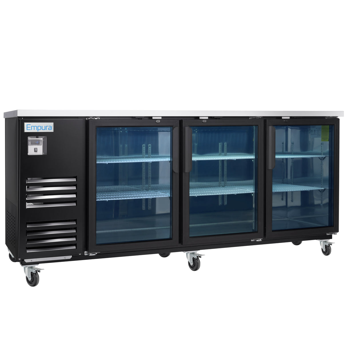 Empura Refrigeration E-KBB903BG Back Bar Cooler 90.4"W X 27.6"D X 42.5"H 29 Cu. Ft. Capacity