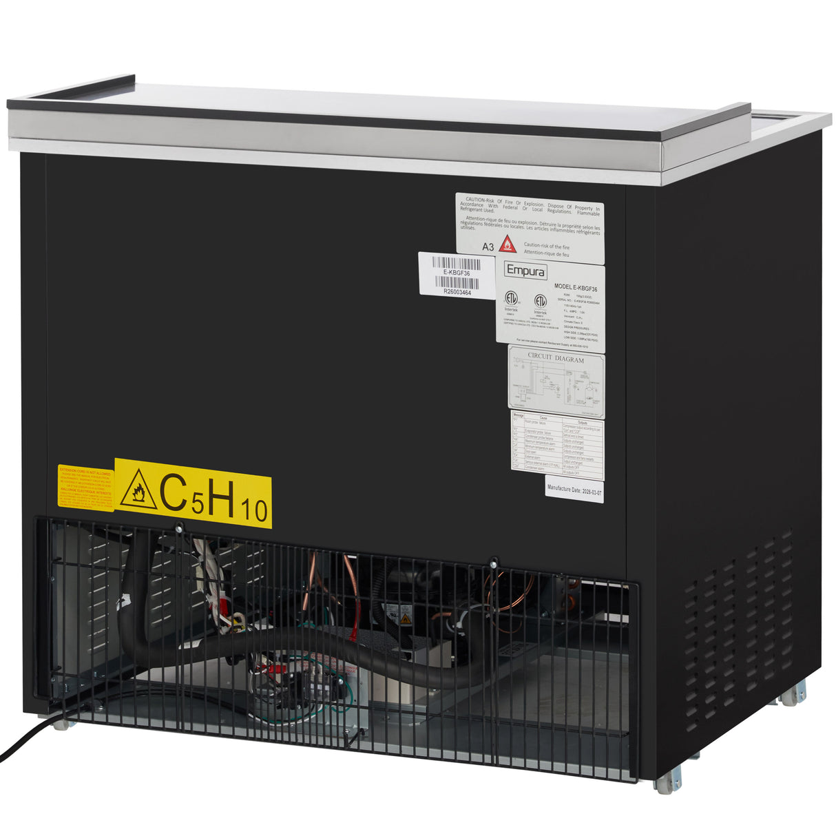 Empura Refrigeration E-KBGF36 Glass Froster 36 13/16"W X 27 1/16"D X 34 7/8"H 2 Shelves And Bottom Rack Standard