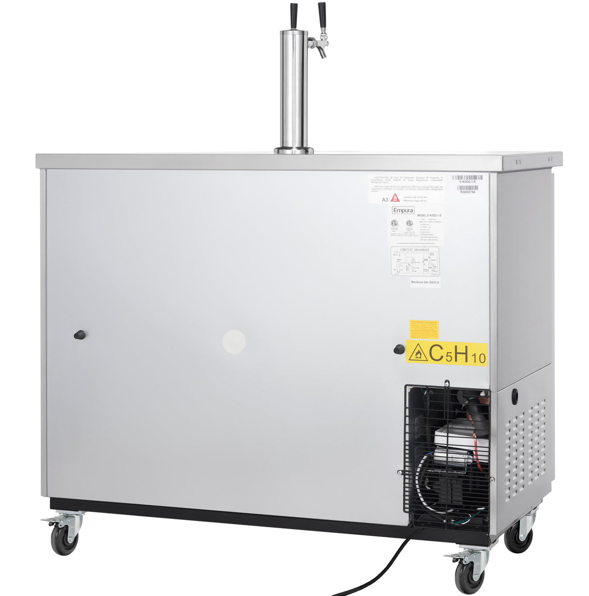 Empura Refrigeration E-KDD2-1-S Direct Draw Beer Dispenser 49.1"W X 24.41"D X 41.9"H 12.5 Cu. Ft. Capacity