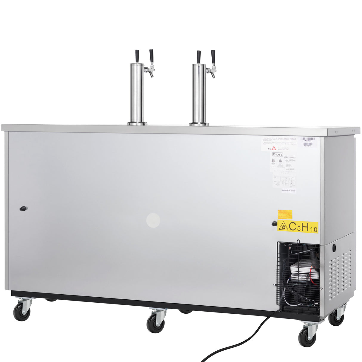 Empura Refrigeration E-KDD4-2-S Direct Draw Beer Dispenser 73.1"W X 24.41"D X 41.9"H 20.8 Cu. Ft. Capacity
