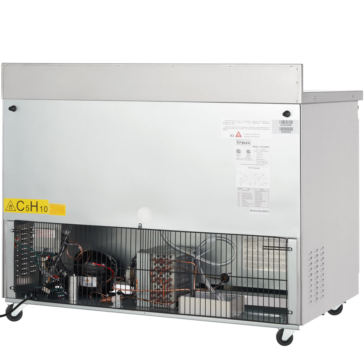 Empura Refrigeration E-KUC48FW Undercounter Reach-In Freezer Work Top 2 Swing Door Solid Doors