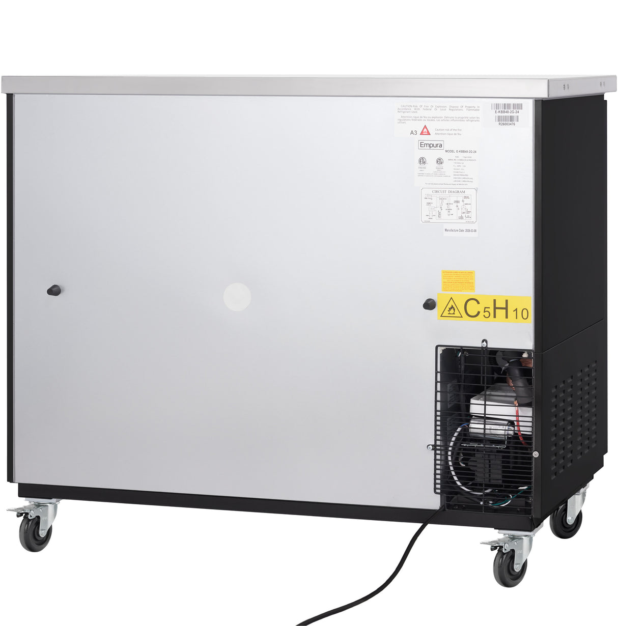 Empura Refrigeration E-KBB48-2G-24 Back Bar Cooler 49.1"W X 24.4"D X 41.7"H 12.5 Cu. Ft. Capacity