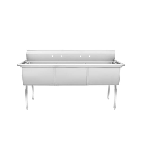 Atosa SS2424F31N Three Compartment Sink 77"W X 29-1/2"D X 43-3/4"H 24" X 24" X 14" Bowl Dimensions