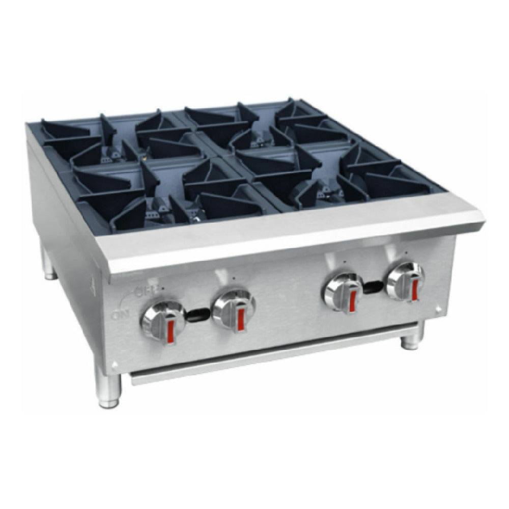 Hubert 15272 - Kratos® Gas Countertop Range, 24 1/10"W X 29 2/5"D X 13 1/10"H, (4) Independently Controlled Burners