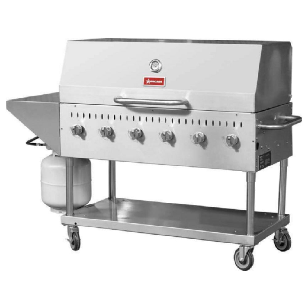 Omcan 47841 (CE-CN-0048-S LP) Outdoor Propane BBQ Grill LP Gas 47-1/5"W X 30-3/10"D X 34-3/4"H