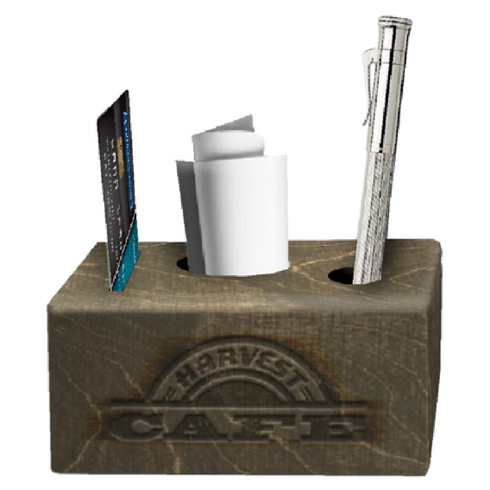 Menu Solutions WDBLOCK-CHECK Wood Block Check Presenter 3-1/2"W X 3-1/2"D X 2-1/2"H