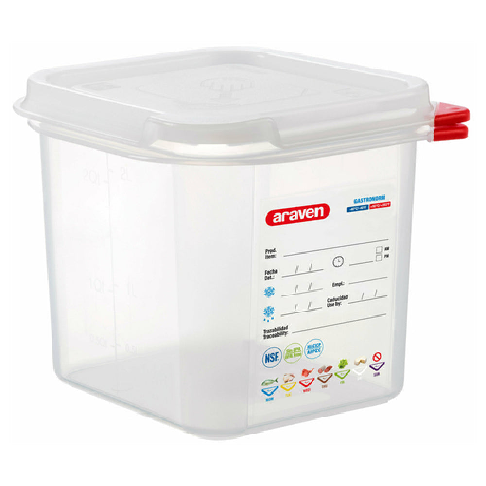 Carlisle 03025 Araven Food Storage Container 2.7 Qt. 6-15/16" X 6-3/8" X 6"