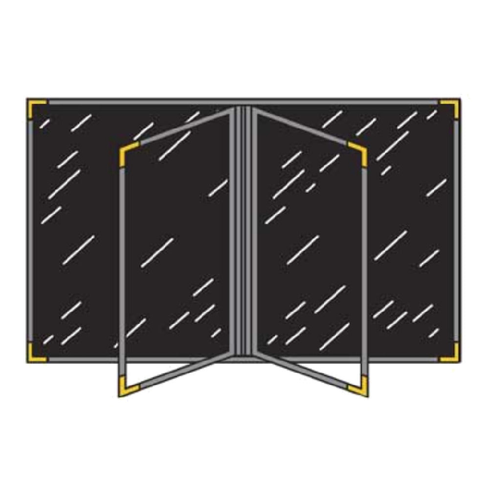 Menu Solutions RS150B Menu Cover Holds 5-1/2" X 11" Inserts Quad Panel Booklet With 6 Views