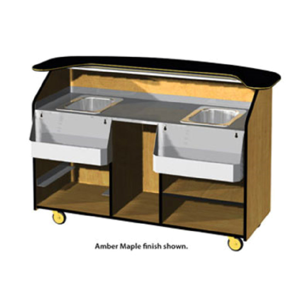Geneva 68500 Portable Bar 66-1/4"W X 33"D X 43-1/2"H Wood Laminate Construction With Stainless Steel Shelf
