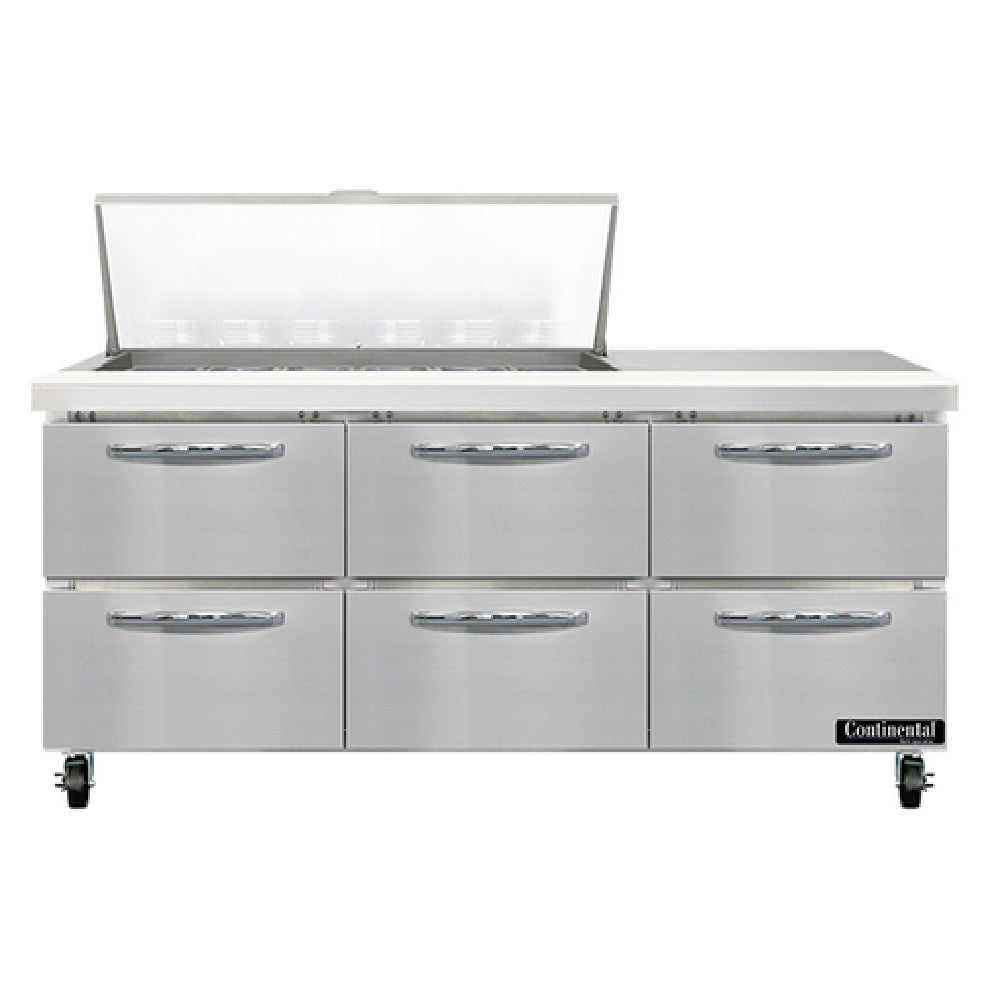 Continental Refrigerator SW72N18M-D Mighty Top Sandwich Unit 72"W 20.6 Cu Ft Capacity
