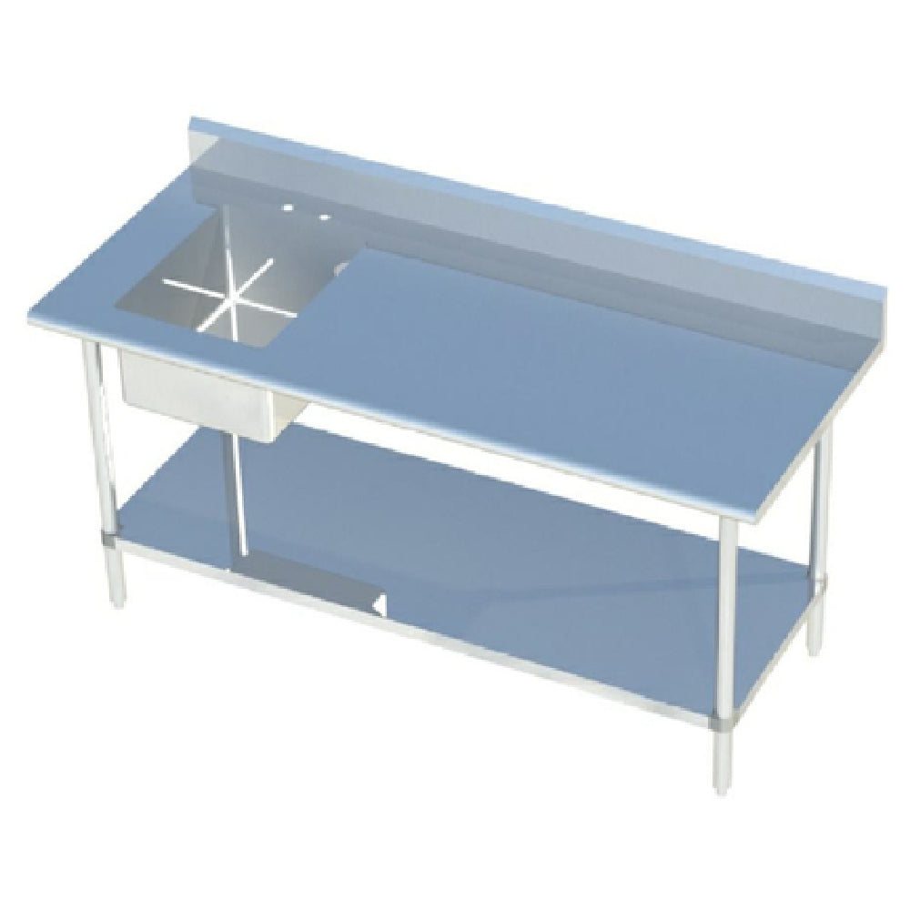 Sapphire Manufacturing SMTPS-3048L Work Table With Prep Sink 48"W X 30"D 16/304 Stainless Steel Top With 1-1/2" Rounded Front Edge