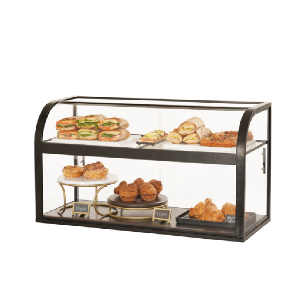 Cal Mil 23754-112 Heritage Arched Front Case 42"W X 17"D X 23"H Stained Oak Base