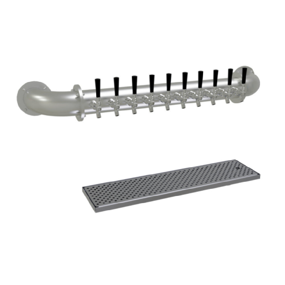 Glastender PW-10-SS Pipe Wall Draft Dispensing Tower Wall Mount (10) Stainless Steel Faucets (handles Not Included)