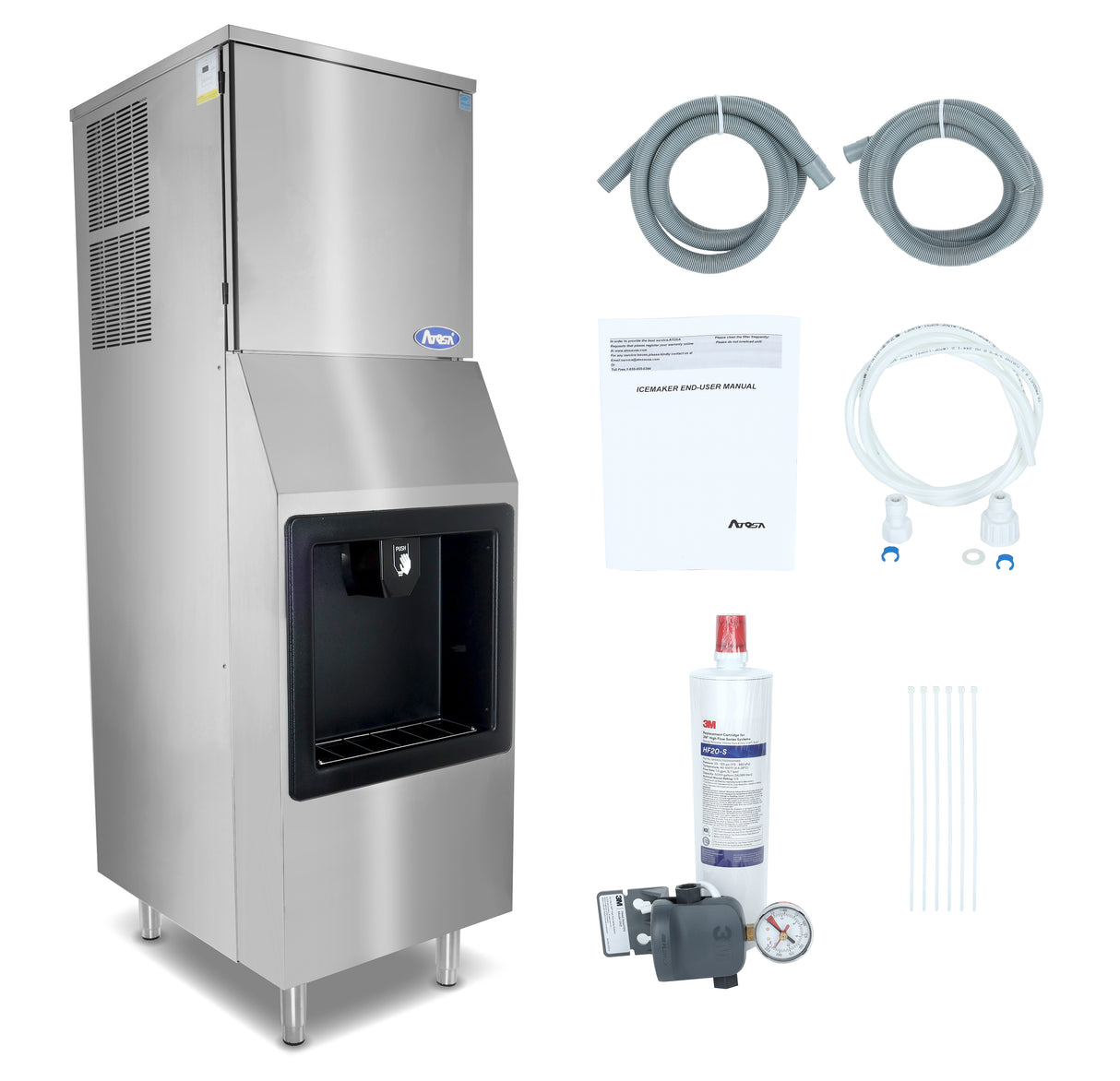 Atosa HD350-AP-161 Hotel Ice Machine & Dispenser Full Cube Ice 23"W X 29-1/2"D X 70-9/10"H