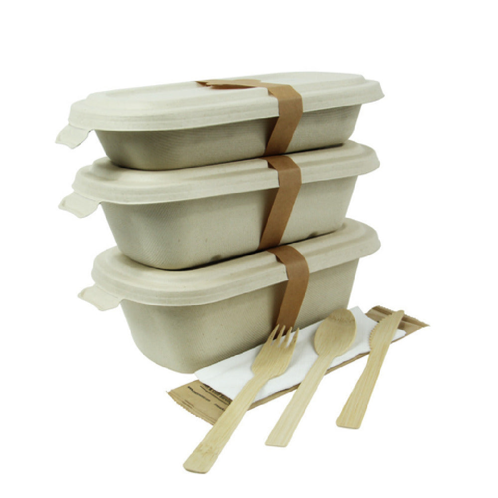 PacknWood APURECBRBJN - VIP Set, Includes: (2) Rectangular Brown Sugarcane Container - 25oz L:9in W:5.3in H:1.4in - 250 Pcs (210APUREC750BR)